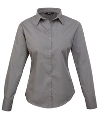 Premier Women's Poplin Long Sleeve Blouse - Dark Grey*