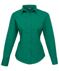 Premier Women's Poplin Long Sleeve Blouse - Emerald