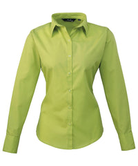 Premier Women's Poplin Long Sleeve Blouse - Lime