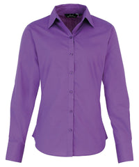 Premier Women's Poplin Long Sleeve Blouse - Rich Violet