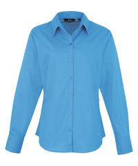 Premier Women's Poplin Long Sleeve Blouse - Sapphire