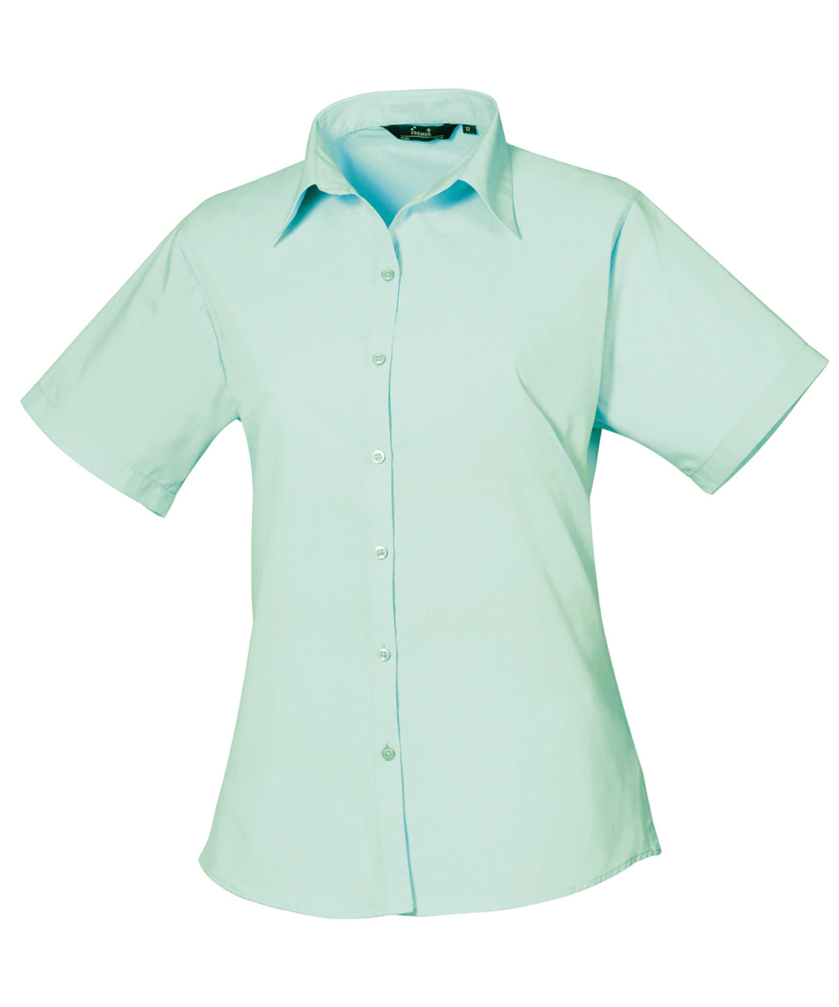 Premier Women's Short Sleeve Poplin Blouse - Aqua
