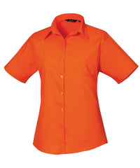 Premier Women's Short Sleeve Poplin Blouse - Orange