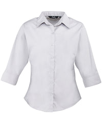 Premier Women's ¾ Sleeve Poplin Blouse - Silver