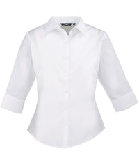 Premier Women's ¾ Sleeve Poplin Blouse - White
