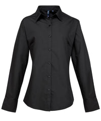 Premier Women's Supreme Poplin Long Sleeve Shirt - Black