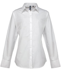 Premier Women's Supreme Poplin Long Sleeve Shirt - White