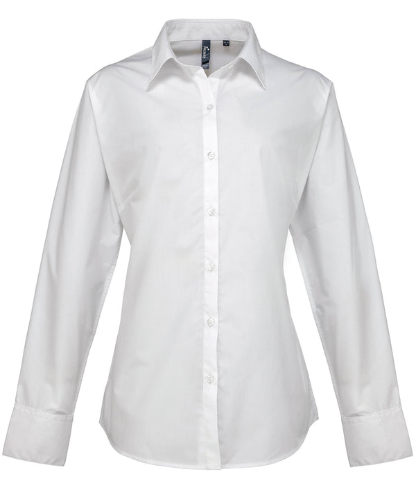 Premier Women's Supreme Poplin Long Sleeve Shirt - White