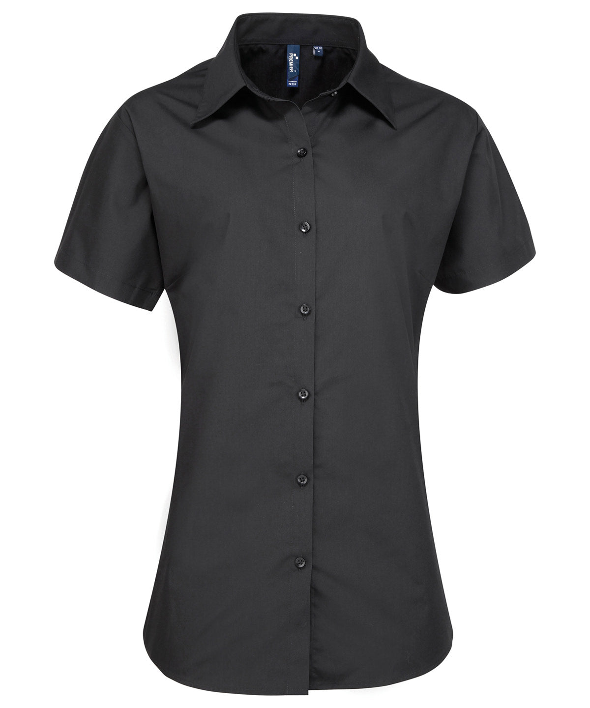 Premier Women's Supreme Poplin Short Sleeve Shirt - Black