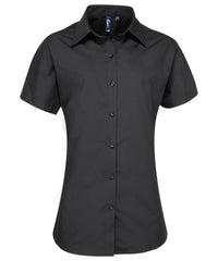 Premier Women's Supreme Poplin Short Sleeve Shirt - Black