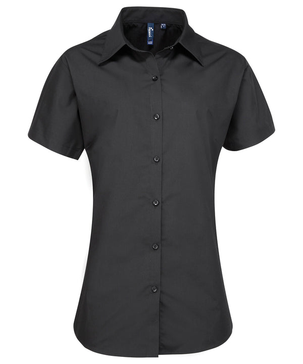 Premier Women's Supreme Poplin Short Sleeve Shirt - Black