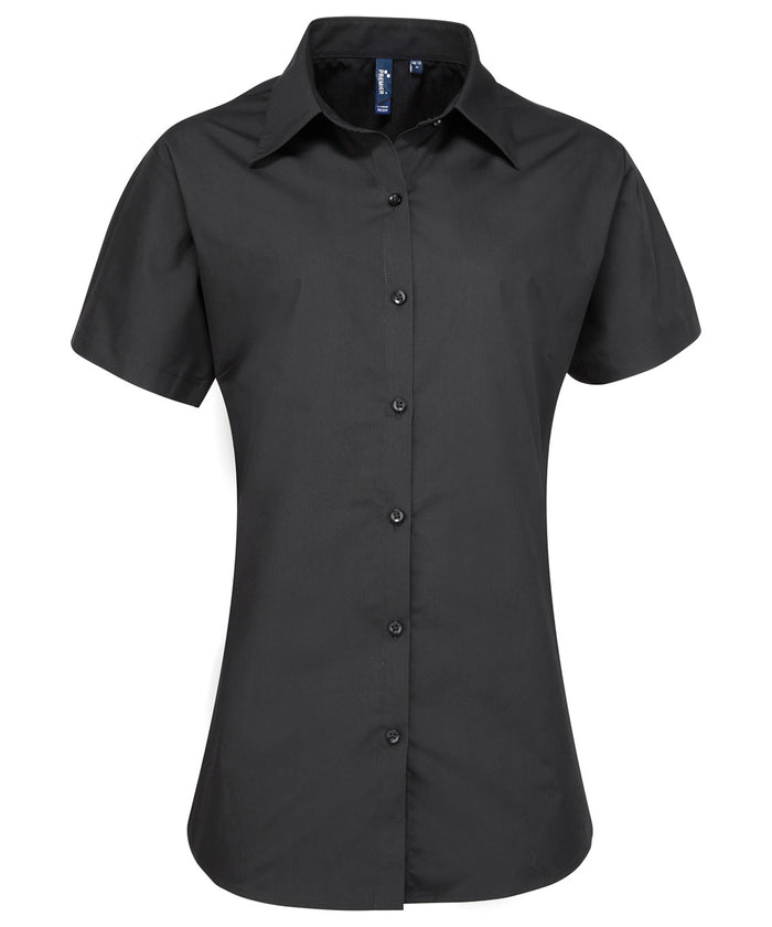 Premier Women's Supreme Poplin Short Sleeve Shirt - Black