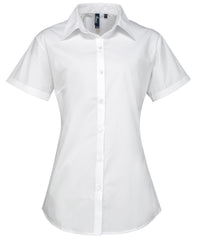 Premier Women's Supreme Poplin Short Sleeve Shirt - White