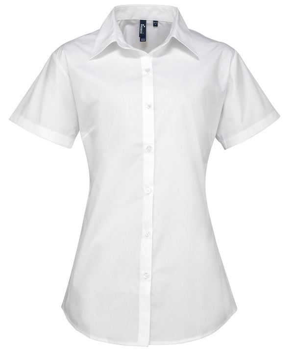 Premier Women's Supreme Poplin Short Sleeve Shirt - White