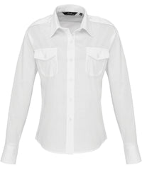 Premier Women's Long Sleeve Pilot Shirt - White
