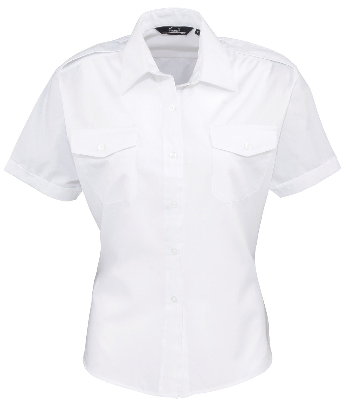 Premier Women's Short Sleeve Pilot Blouse - White