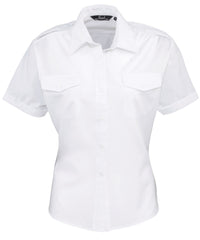 Premier Women's Short Sleeve Pilot Blouse - White