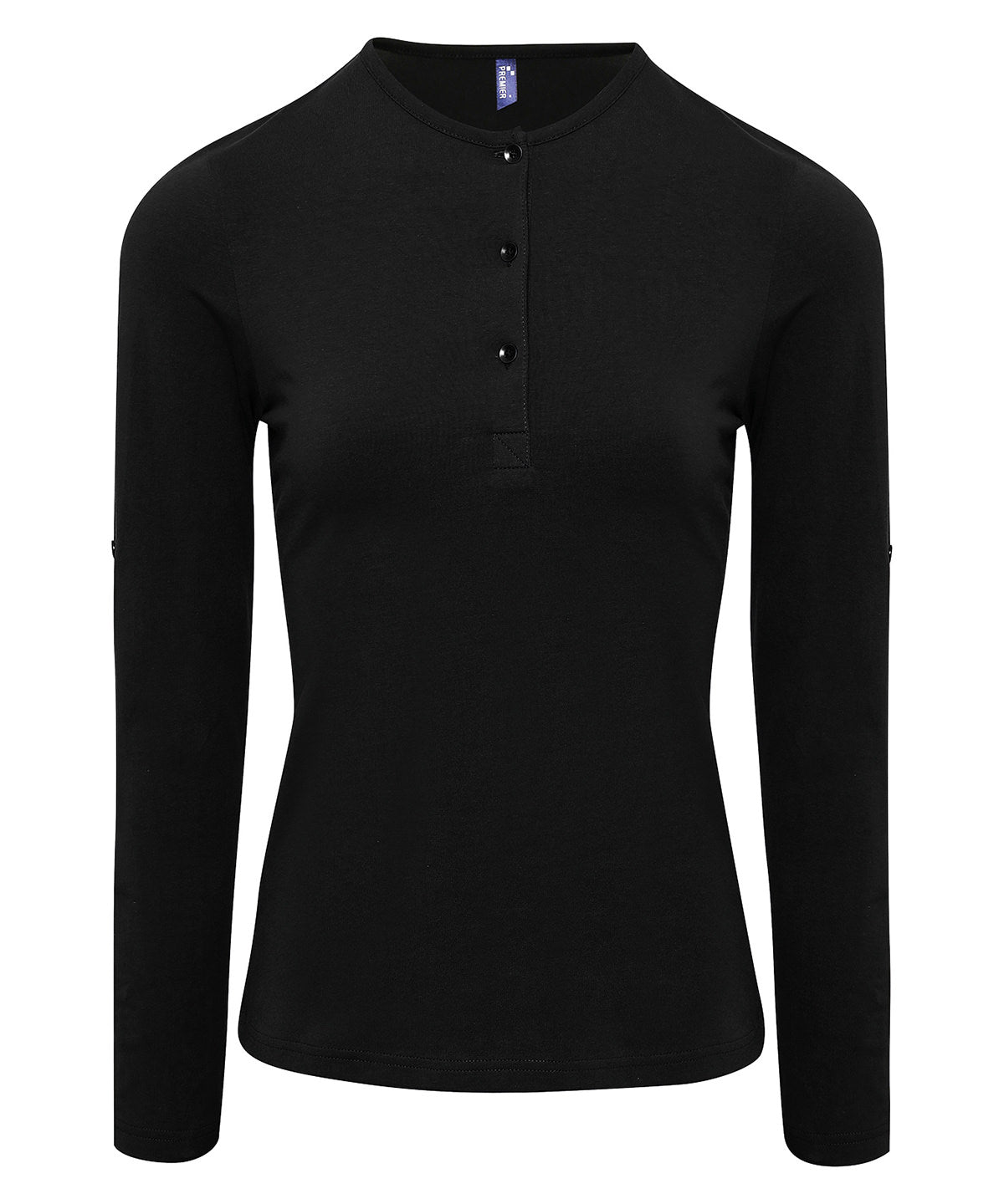 Premier Women's Long John Roll-sleeve Tee - Black