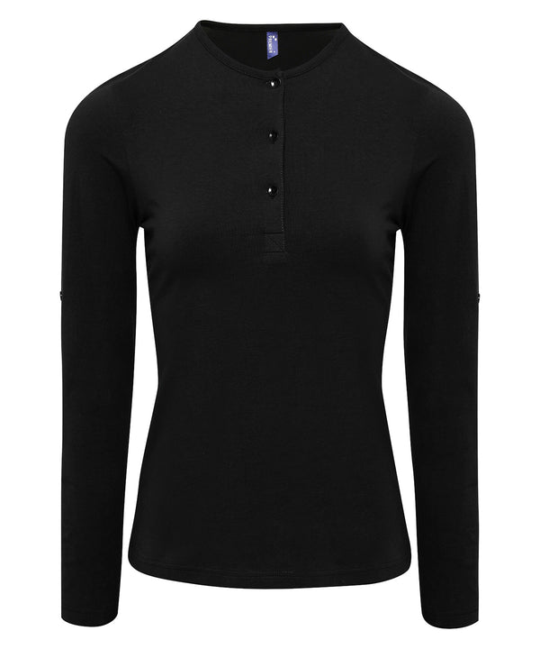 Premier Women's Long John Roll-sleeve Tee - Black