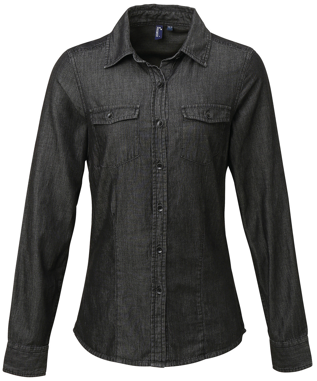 Premier Women's Jeans Stitch Denim Shirt - Black Denim