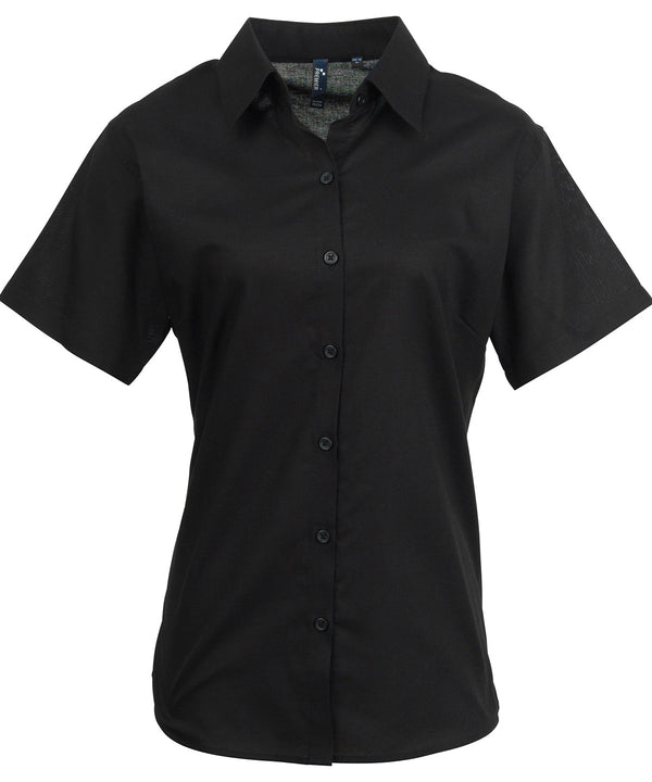 Premier Women's Signature Oxford Short Sleeve Shirt - Black