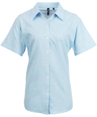 Premier Women's Signature Oxford Short Sleeve Shirt - Light Blue