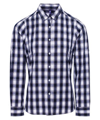 Premier Women's Mulligan Check Cotton Long Sleeve Shirt - White/Navy