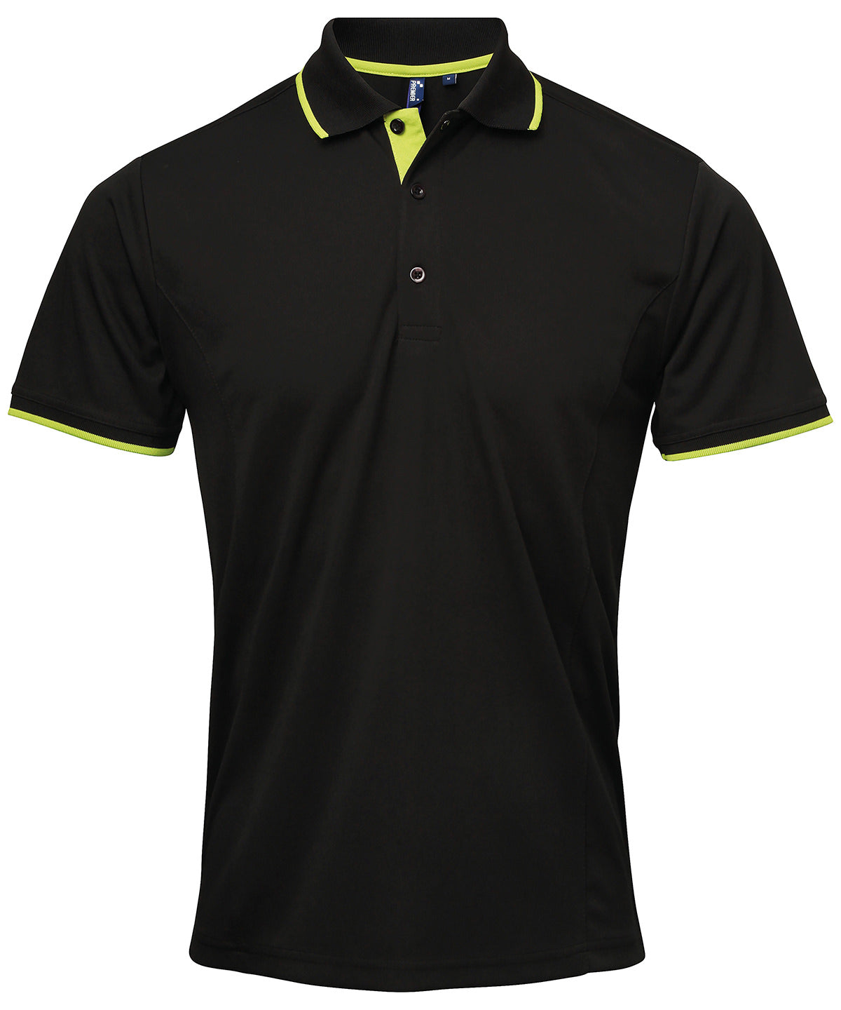Premier Contrast Coolchecker® Polo - Black/Lime