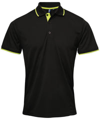 Premier Contrast Coolchecker® Polo - Black/Lime