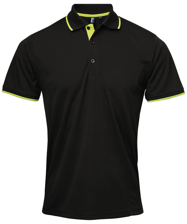 Premier Contrast Coolchecker® Polo - Black/Lime