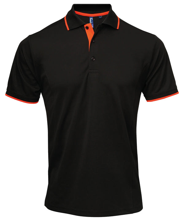 Premier Contrast Coolchecker® Polo - Black/Orange