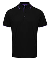 Premier Contrast Coolchecker® Polo - Black/Purple