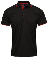 Premier Contrast Coolchecker® Polo - Black/Red