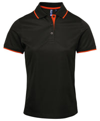 Premier Women's Contrast Coolchecker® Polo - Black/Orange