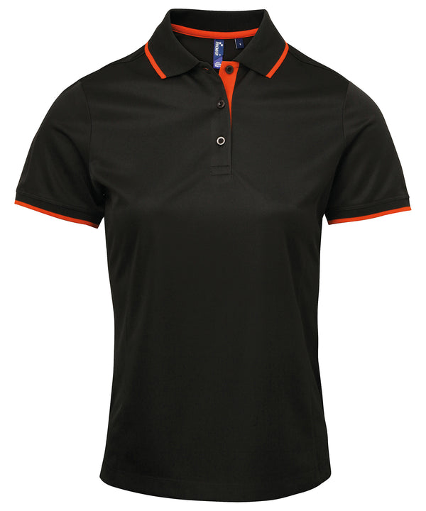 Premier Women's Contrast Coolchecker® Polo - Black/Orange