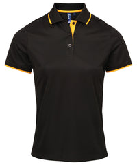 Premier Women's Contrast Coolchecker® Polo - Black/Sunflower