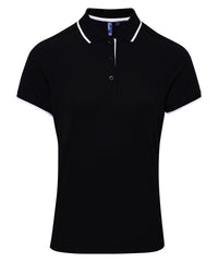 Premier Women's Contrast Coolchecker® Polo - Black/White