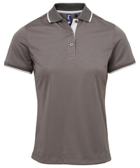Premier Women's Contrast Coolchecker® Polo - Dark Grey/Silver