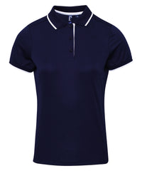 Premier Women's Contrast Coolchecker® Polo - Navy/White
