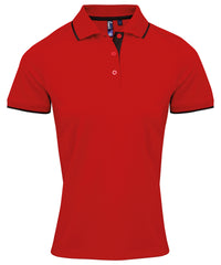 Premier Women's Contrast Coolchecker® Polo - Red/Black