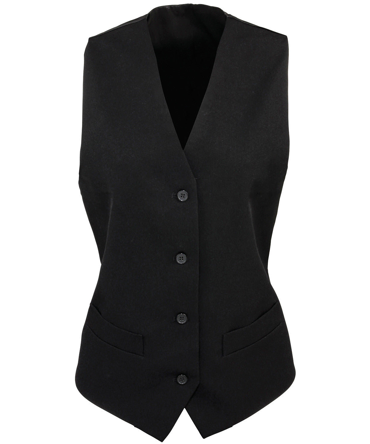 Premier Women's Lined Polyester Waistcoat - Black