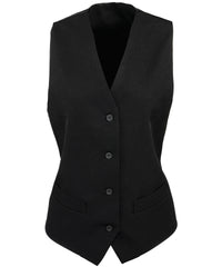 Premier Women's Lined Polyester Waistcoat - Black