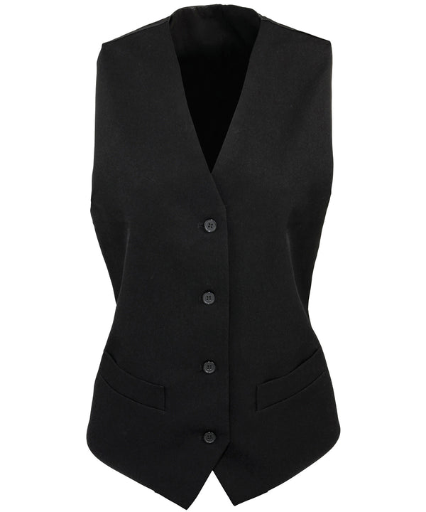 Premier Women's Lined Polyester Waistcoat - Black