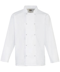 Premier Studded Front Long Sleeve Chef's Jacket - White