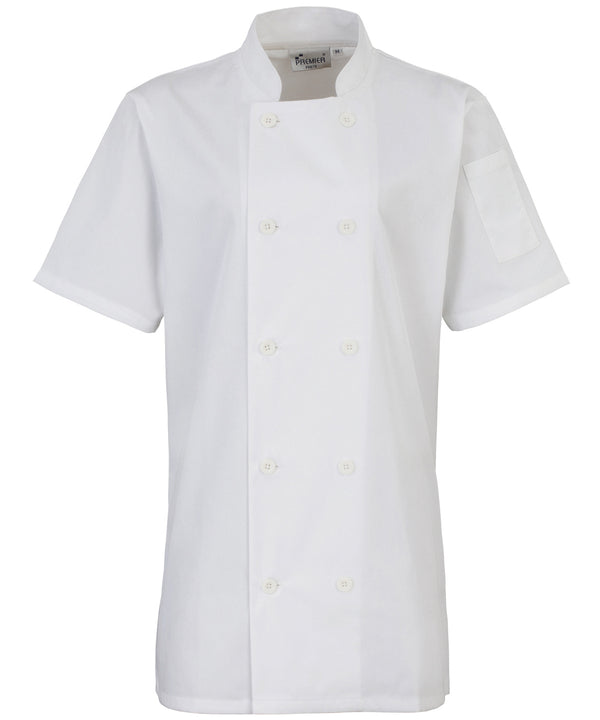 Premier Women's Short Sleeve Chef's Jacket - White