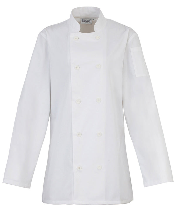 Premier Women's Long Sleeve Chef's Jacket - White