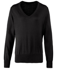 Premier Women's V-neck Knitted Sweater - Black