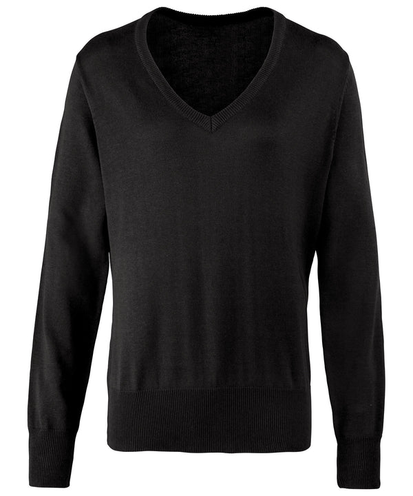 Premier Women's V-neck Knitted Sweater - Black