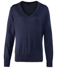 Premier Women's V-neck Knitted Sweater - Navy