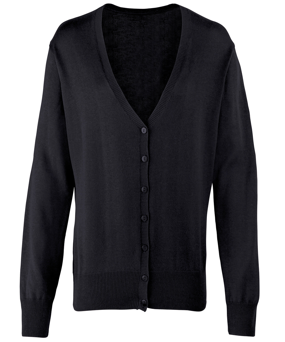 Premier Women's Button-through Knitted Cardigan - Black
